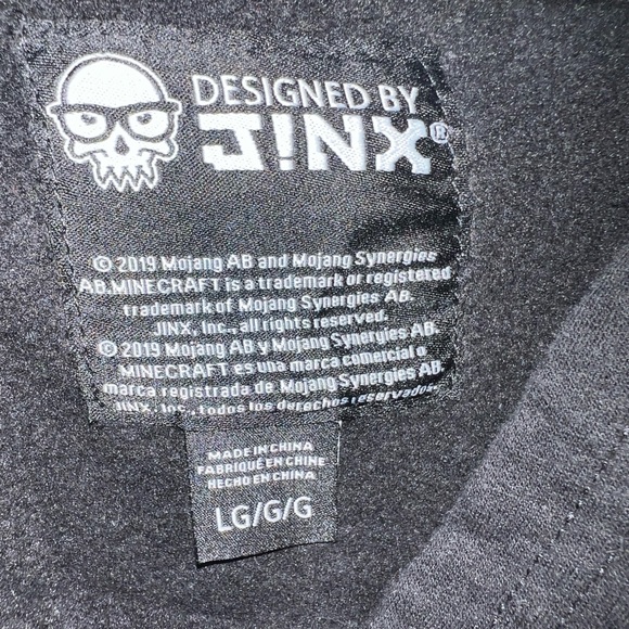 2019 Mojang AB Designed by Jinx Minecraft Boy's Lightweight Hoodie (Black) (L) - Picture 5 of 6